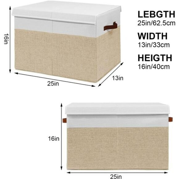 Large Toy Storage Box with Lid Sturdy Toys Storage Chest Bin Organizer Basket - Picture 3 of 8